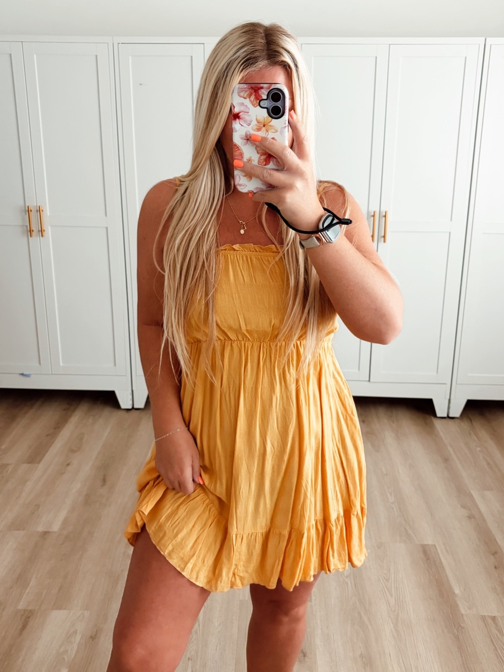 🆕 NWT yellow back tie smocked mini dress